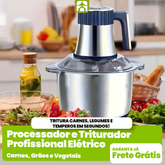 Processador e Triturador Profissional Elétrico -  Carnes, Grãos e Vegetais