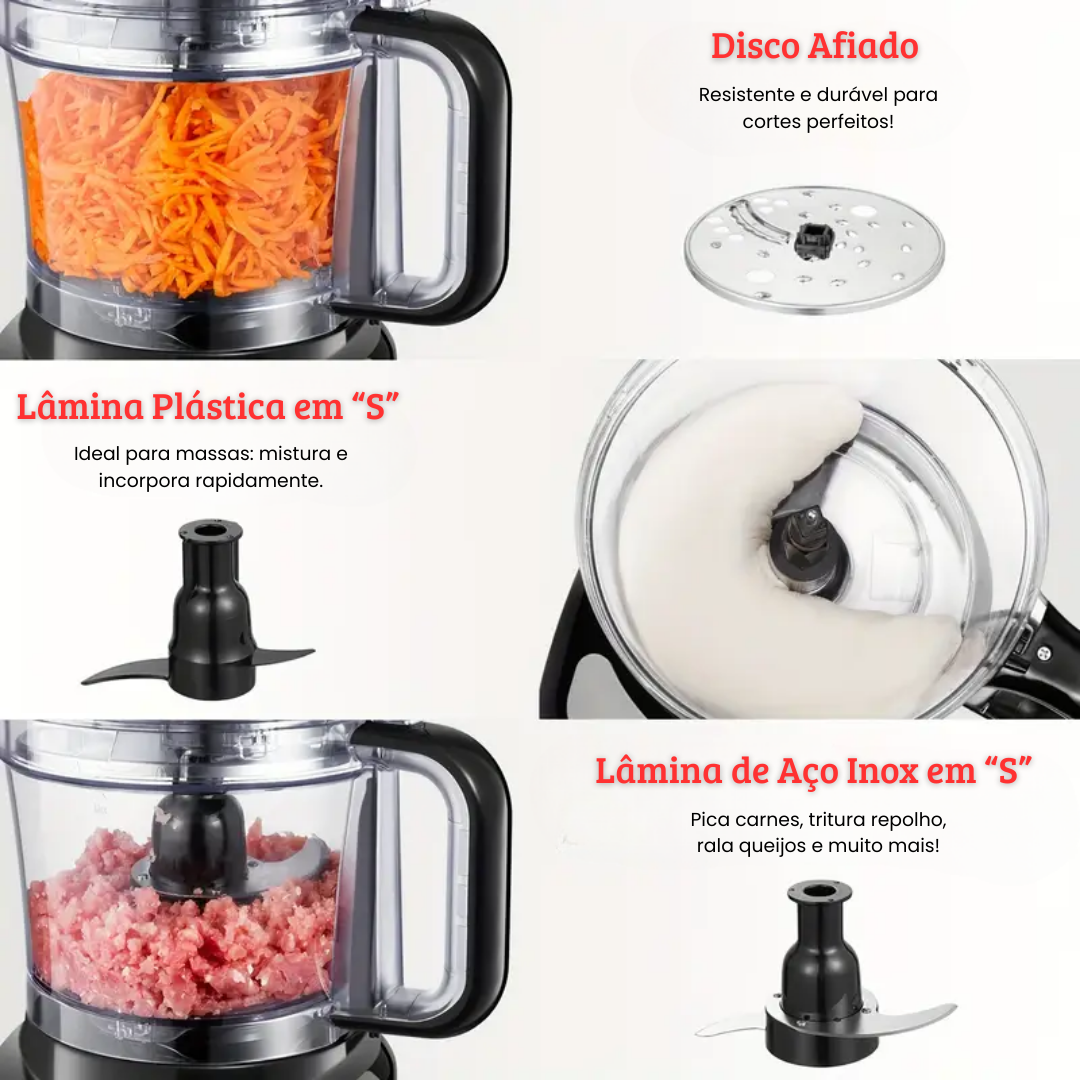 [Leve 2 Pague 1] Processador de Alimentos Multiuso PicMax 13 Funções + BRINDE: Porta Tempero Dourado 16 Potes com LED
