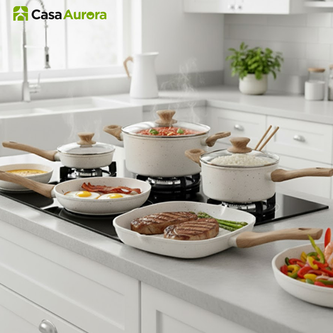 Kit Cozinha dos Sonhos: 9 Panelas Ceramica + 13 Utensílios de Brinde