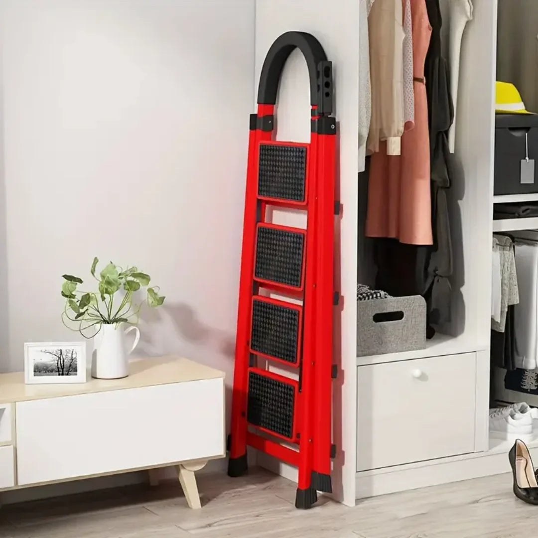 [Leve 2 Pague 1] Escada Dobrável Antiderrapante RedMax de Aço 100% Segura + BRINDE: Bolsa de Ferramentas Multitarefas